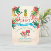 Flamingo Baby shower Invitation Kaart (Staand voorkant)