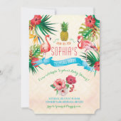 Flamingo Baby shower Invitation Kaart (Voorkant)