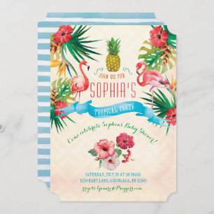 Flamingo Baby shower Invitation Kaart