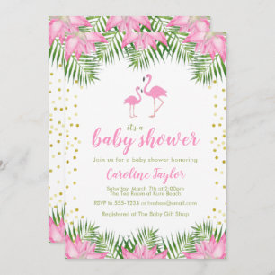 Flamingo Baby shower Invitation Kaart