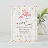 Flamingo Baby shower Invitation Kaart (Staand voorkant)