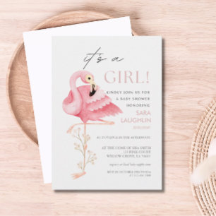  Flamingo Baby shower Invitation Kaart