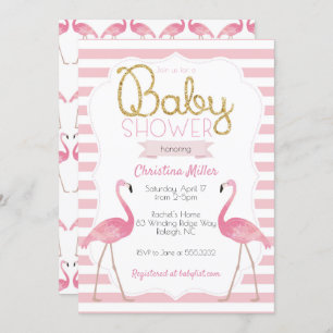 Flamingo Baby shower Invitation Kaart