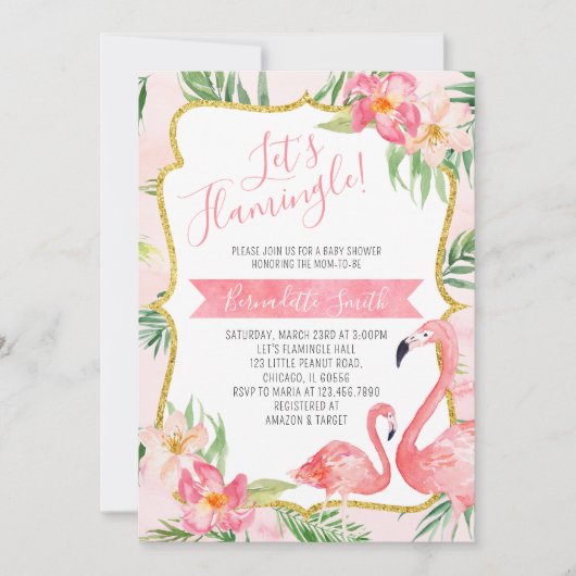 Flamingo Baby shower Kaart (Voorkant)