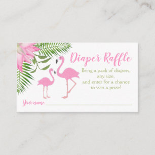 Flamingo Baby shower Luier Raffle Ticket Informatiekaartje