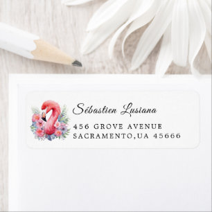 Flamingo Baby shower retouradres Etiket