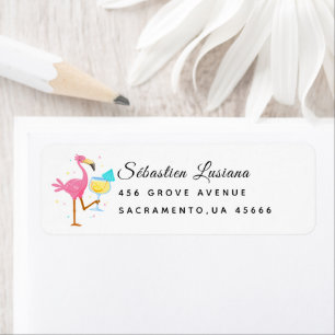 Flamingo Baby shower retouradres Etiket