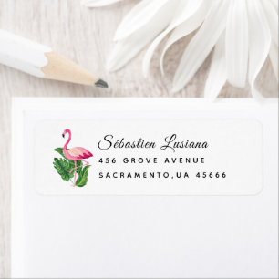 Flamingo Baby shower retouradres Etiket