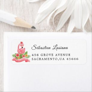 Flamingo Baby shower retouradres Etiket