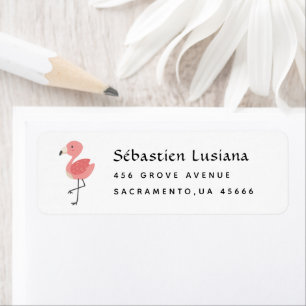 Flamingo Baby shower retouradres Etiket