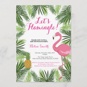 Flamingo Baby shower Uitnodiging Let's Flamingle
