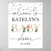 Flamingo Baby shower Welkomstteken Poster (Voorkant)