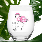 Flamingo Bachelorette Flocking Tribe gepersonalise Wijnglas Zonder Voet