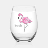 Flamingo Bachelorette Flocking Tribe gepersonalise Wijnglas Zonder Voet (Achterkant)