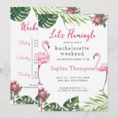 Flamingo Bachelorette Weekend Party Uitnodiging (Voorkant / Achterkant)