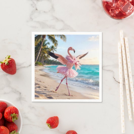 Flamingo Ballerina In a Pink Tutu On the Beach Servet (Insitu)
