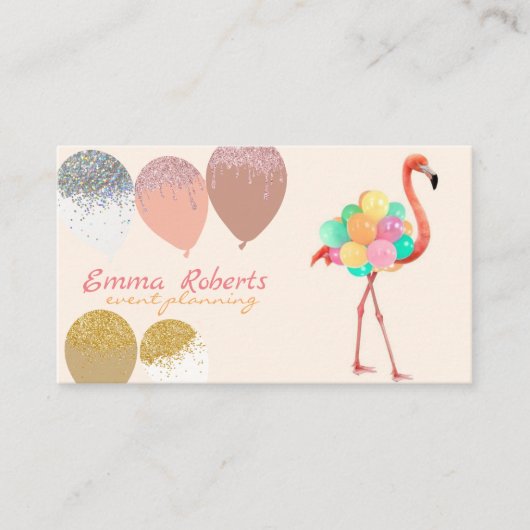 Flamingo Balloons Moderne planning van gebeurtenis Visitekaartje (Voorkant)