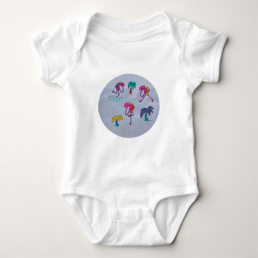 Flamingo Beach Baby Bodysuit (Voorkant)