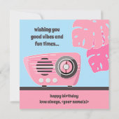 Flamingo Beach Happy Birthday Flat Kaart (Achterkant)