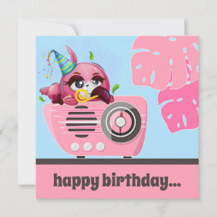 Flamingo Beach Happy Birthday Flat Kaart