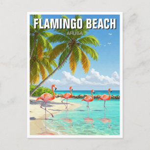 Flamingo Beach op Aruba Reizen Briefkaart