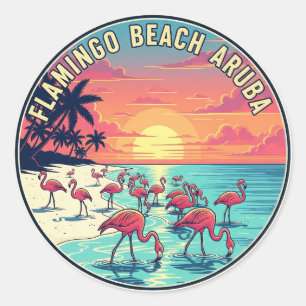 Flamingo Beach op Aruba Reizen Ronde Sticker