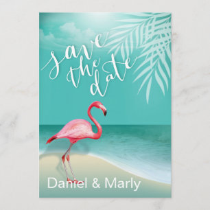 Flamingo Beach Save the Date aqua Kaart