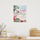 Flamingo Beach Tropical 70e Welkomstbord poster (Keuken)