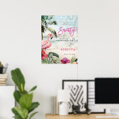 Flamingo Beach Tropical 70e Welkomstbord poster (Thuiskantoor)
