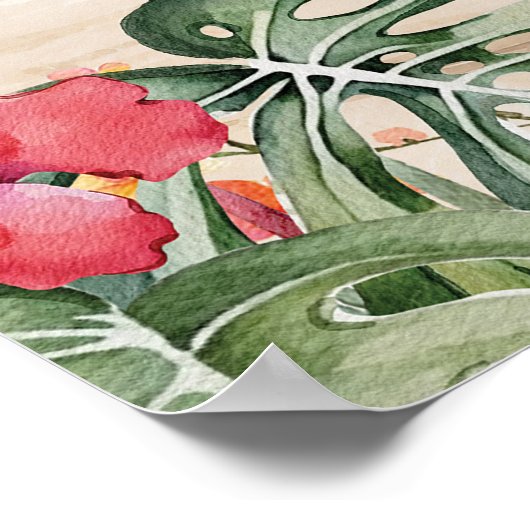 flamingo beach tropical 80 affiche de bienvenue (Coin)