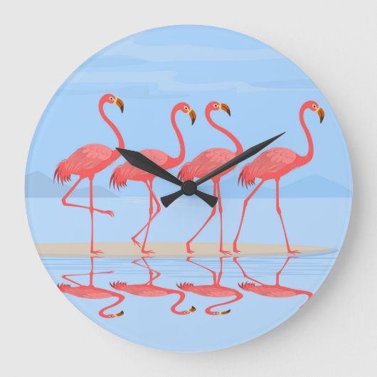 Flamingo Beach Zomer ontwerp Grote Klok (Voorkant)