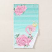 Flamingo Bébé Rayures Aquarelle,Fleurs (Serviette à main)