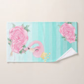 Flamingo Bébé Rayures Aquarelle,Fleurs (Serviette à main)