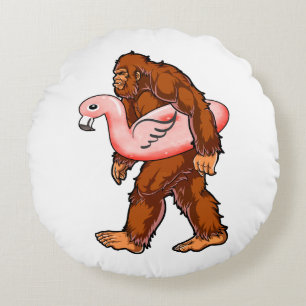 Flamingo Bigfoot Rond Kussen