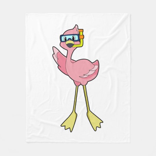 Flamingo bij duiken met Snorkel Fleece Deken (Voorkant)