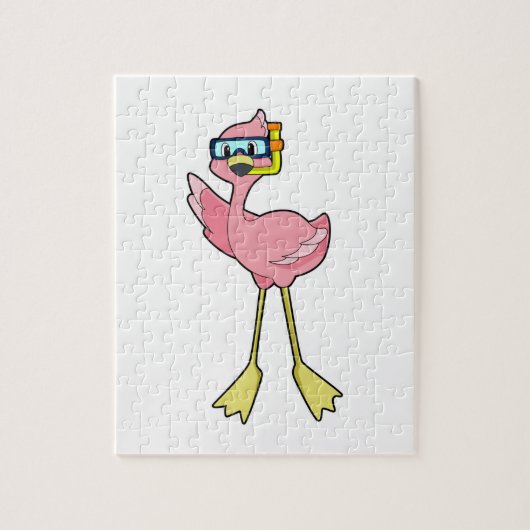 Flamingo bij duiken met Snorkel Legpuzzel (Verticaal)