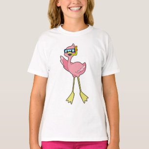 Flamingo bij duiken met Snorkel T-shirt