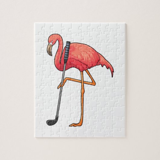 Flamingo bij Golf met Golfclub Legpuzzel (Verticaal)
