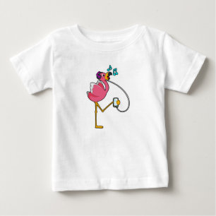 Flamingo bij Muziek met Hoofdtelefoon
