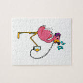 Flamingo bij Muziek met Hoofdtelefoon Legpuzzel (Horizontaal)