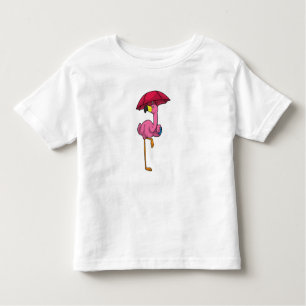 Flamingo bij Raining met Umbrella Kinder Shirts