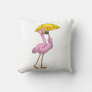 Flamingo bij Raining met Umbrella Kussen