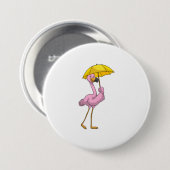 Flamingo bij Raining met Umbrella Ronde Button 7,6 Cm (Voorkant /achterkant)