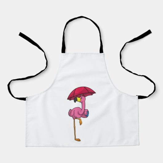 Flamingo bij Raining met Umbrella Schort (Voorkant)