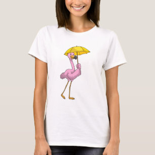 Flamingo bij Raining met Umbrella T-shirt