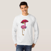 Flamingo bij Raining met Umbrella T-shirt (Voorkant volledig)