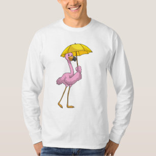 Flamingo bij Raining met Umbrella T-shirt