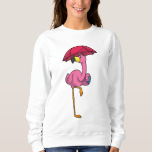 Flamingo bij Raining met Umbrella Trui