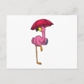 Flamingo bij Regenachtig met paraplu Briefkaart (Voorkant)