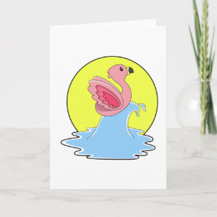 Flamingo bij surfen op water kaart